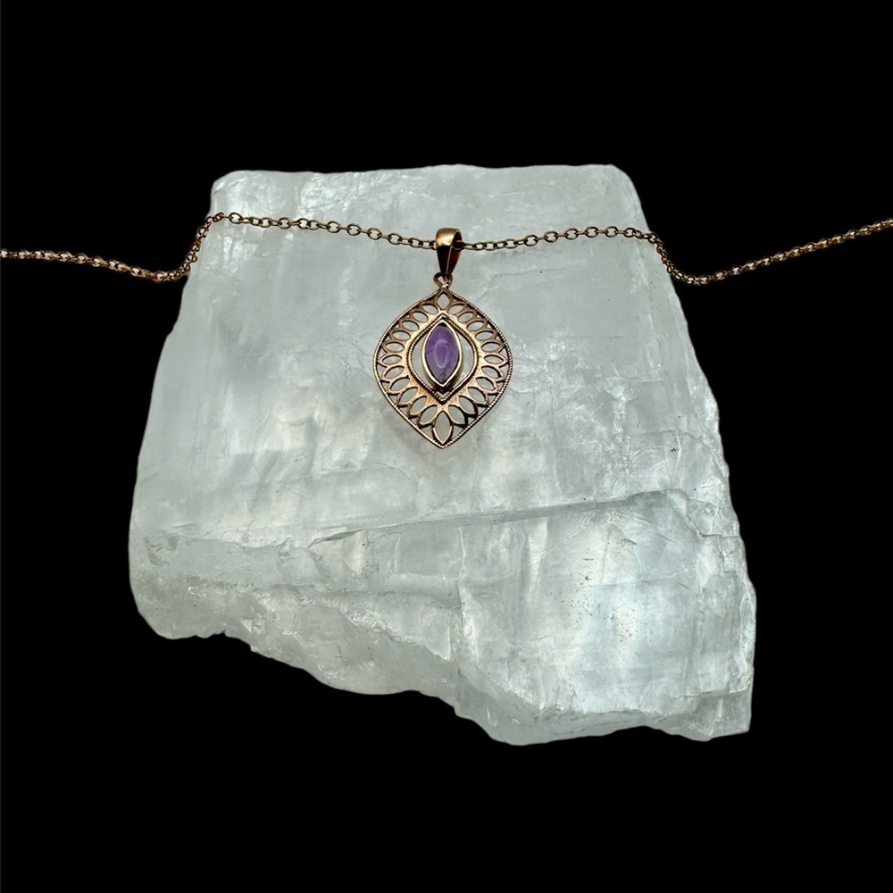 Amethyst Pendant Set In Solid Copper - image 2